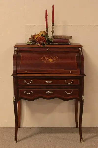 Main image of French Marquetry Cylinder Rolltop Desk