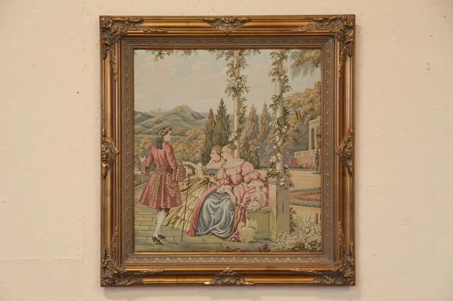 Main image of Tapestry with Royal Gardens and Courtyard Scene