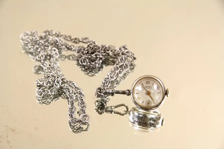 Main image of Swiss Vintage Semca Pendant Necklace Exposed Escapement Watch
