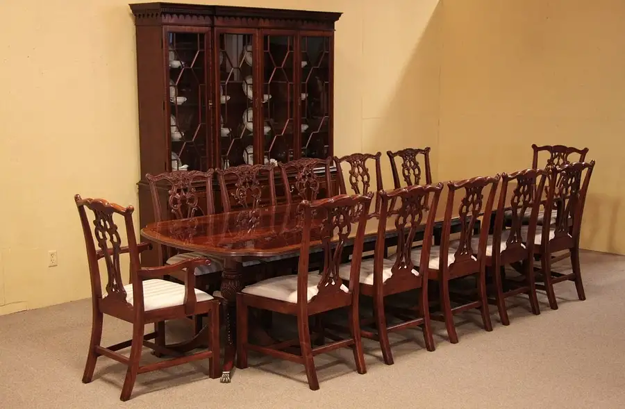 Main image of EJ Victor Mahogany Dining Set 11' 8" Table 12 Chairs