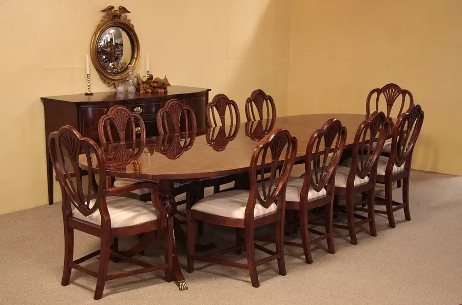 Main image of Georgian Dining Set Oval Sunburst 11' Table 10 Chair