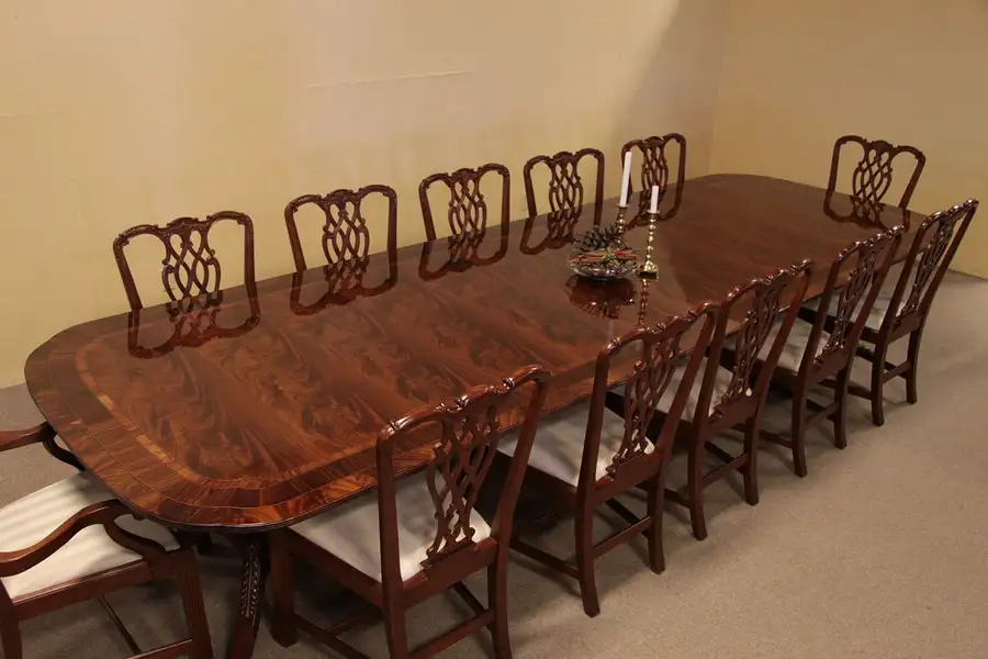 Main image of Georgian Mahogany Dining Set 12 Chairs, 13' Table