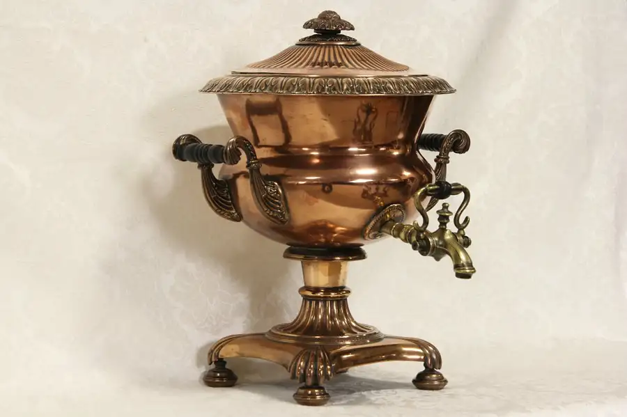 Main image of Copper & Brass Antique 1890 Samovar Tea Kettle