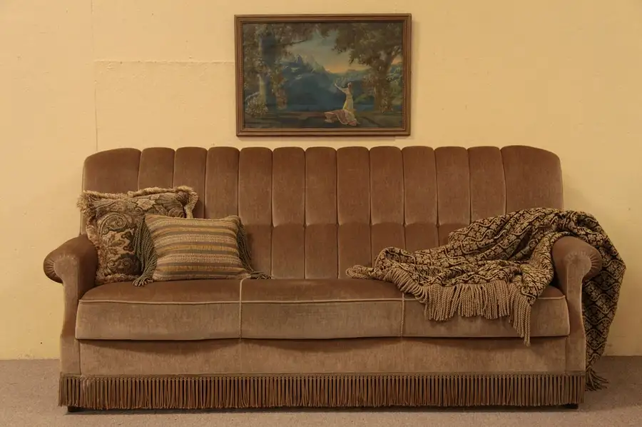 Main image of Mohair Original Vintage Sofa with Fringe