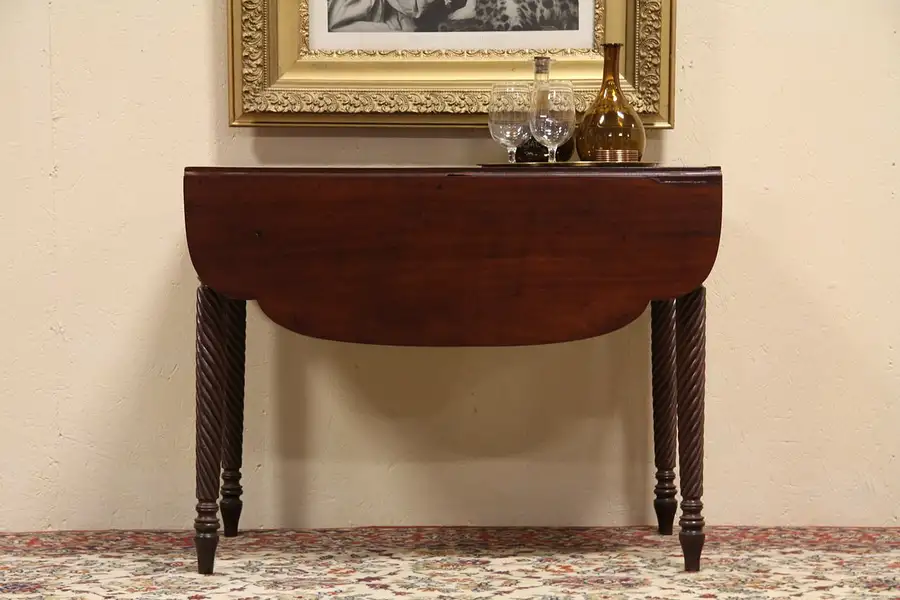 Main image of Sheraton Drop Leaf Antique 1830 Mahogany Table
