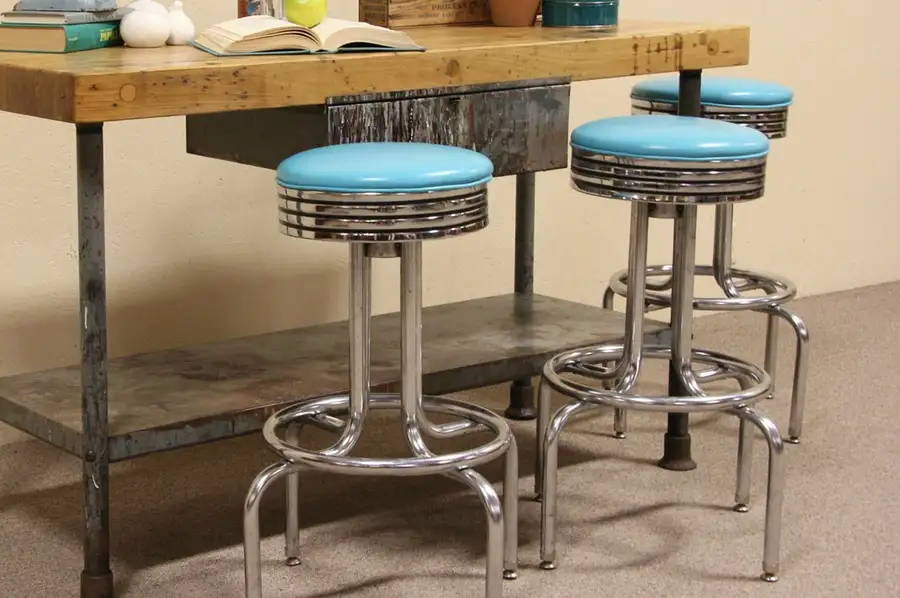 Main image of Set of 3 Retro 1960 Chrome Stools
