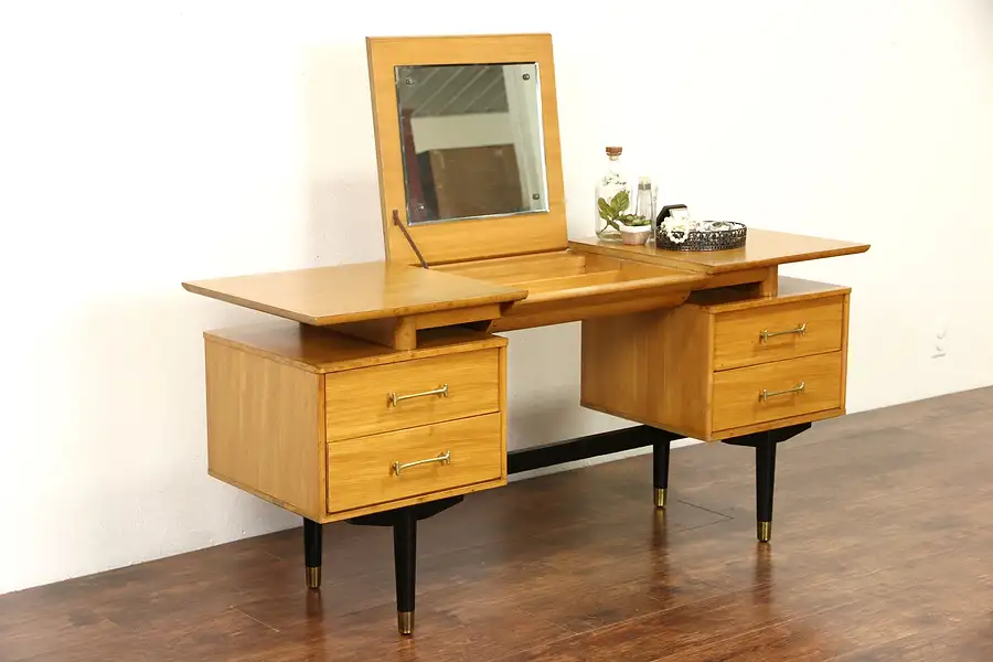 Main image of Micentury Modern 1960 Vintage Signed Drexel Desk & Vanity Combination
