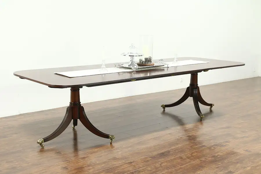 Main image of Georgian Style Vintage Solid Mahogany Dining Table, 2 Leaves, England