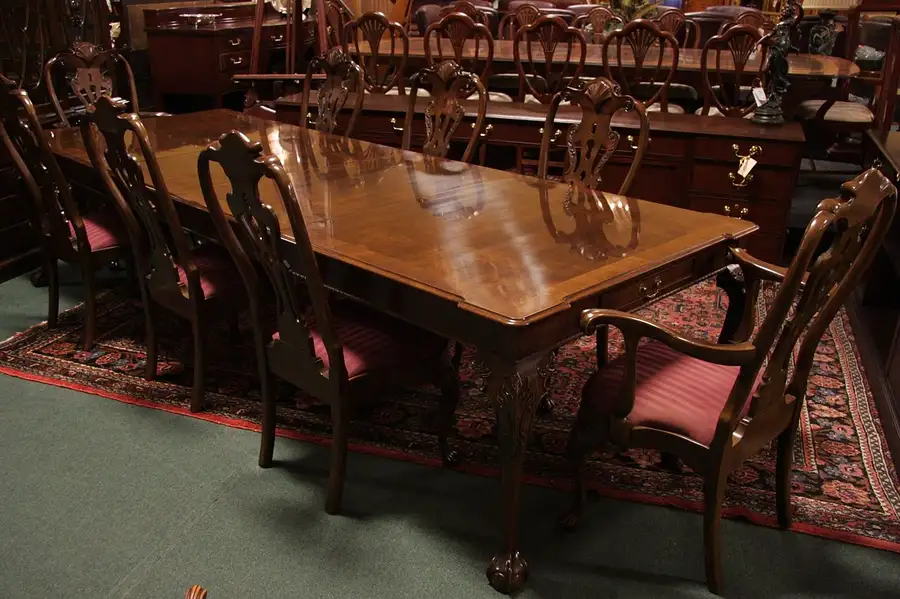 Main image of Henredon Chippendale Dining Set 8 Chairs 10'4" Table