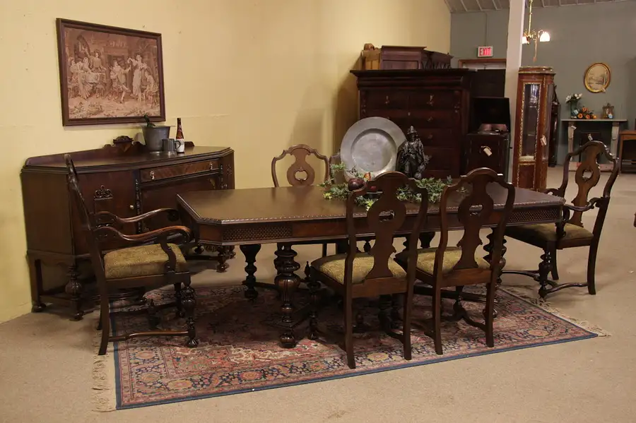 Main image of English Tudor 8 Pc. Carved Dining Set