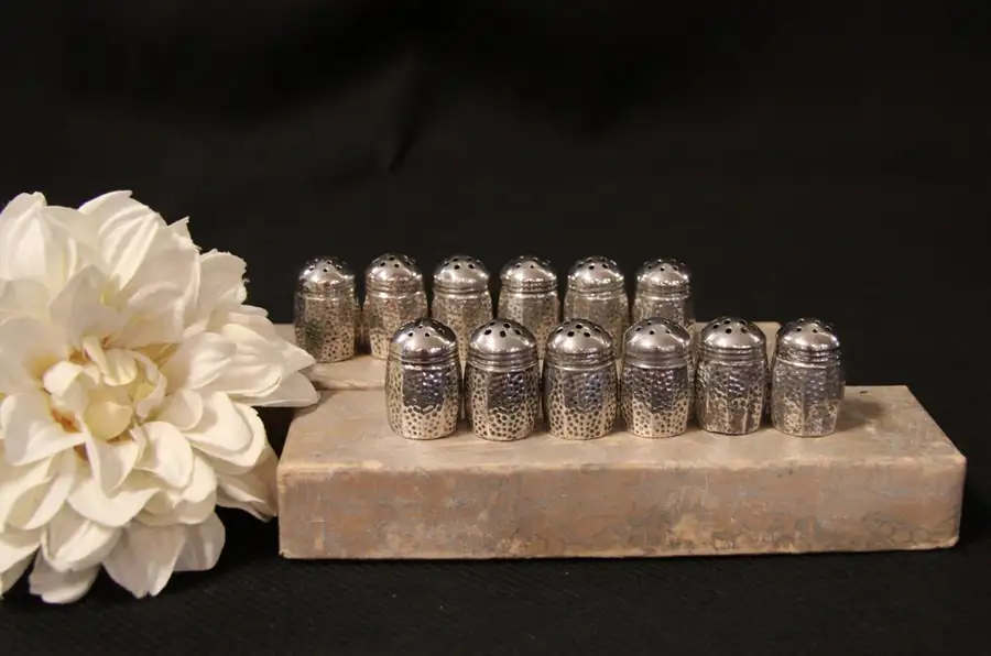 Main image of 6 Pair Arts & Crafts Sterling Silver Salt Shakers