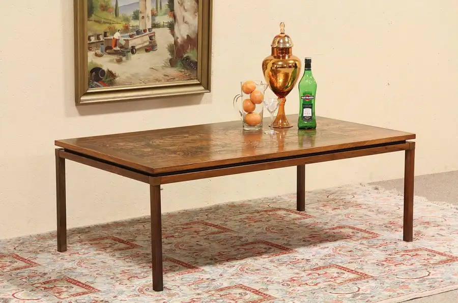 Main image of Rosewood Midcentury Modern Coffee Table, World Map