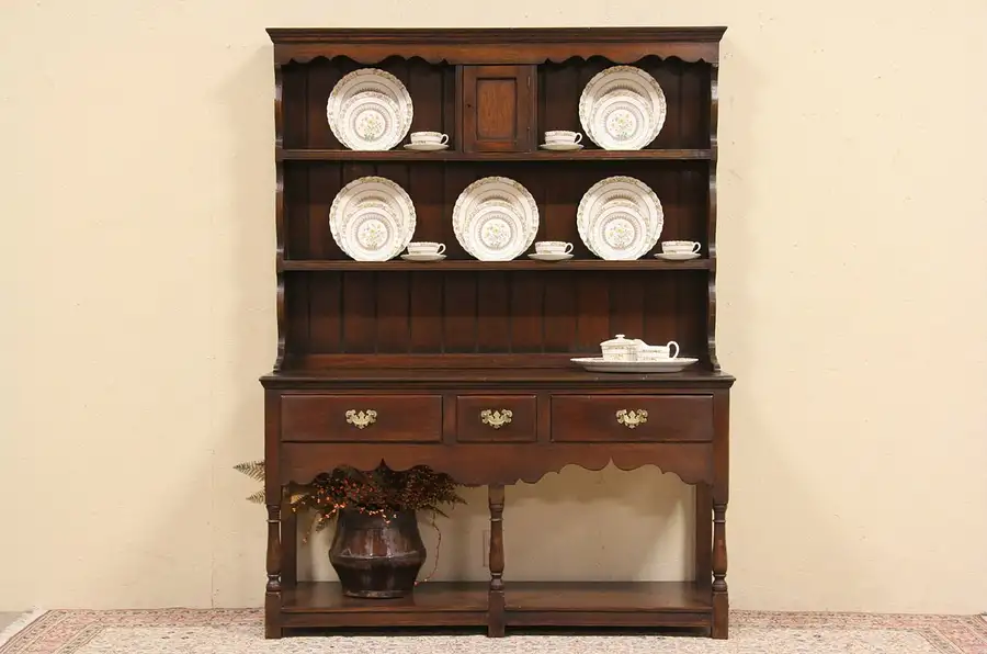 Main image of Oak 1900 Antique Welsh Dresser or Pewter Cupboard
