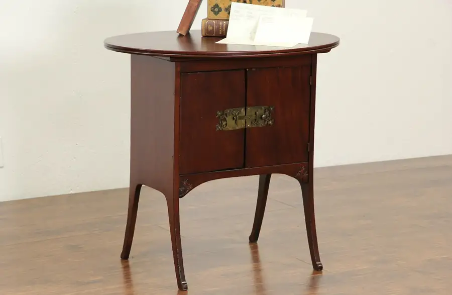 Main image of Chairside Double Smoking Cabinet, 1890 Antique Art Nouveau Table