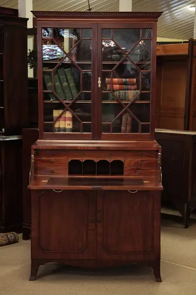 Main image of Georgian 1800's Mahogany Secretary Desk w Bookcase