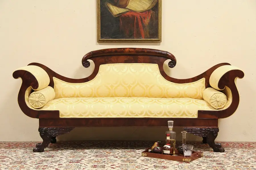 Main image of Empire Lion Paw Carved Antique 1835 Sofa