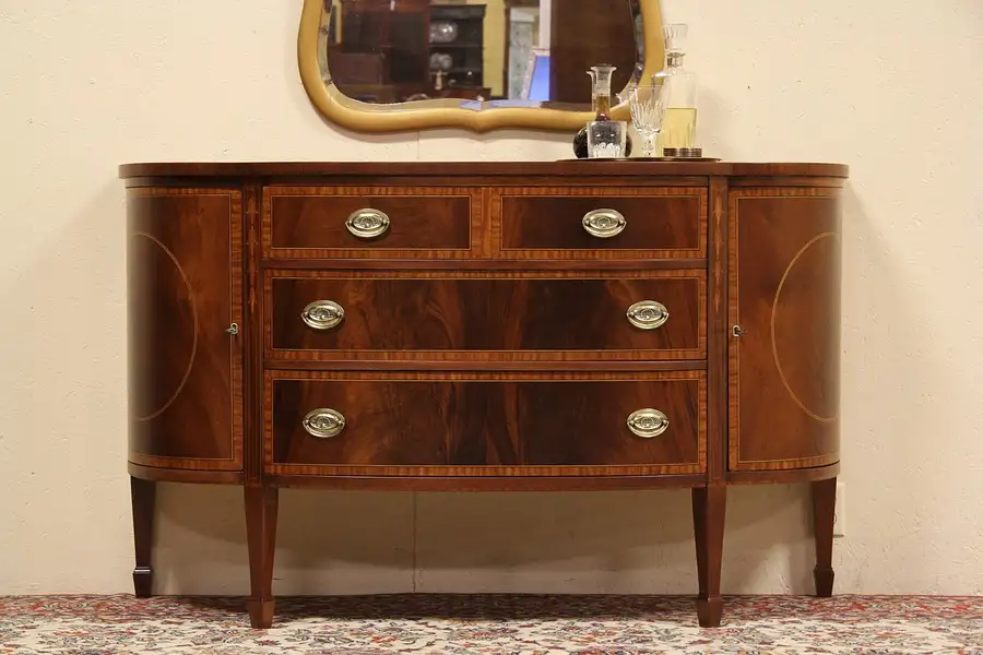 Main image of Demilune Saginaw Mahogany Hall Console Table or Sideboard