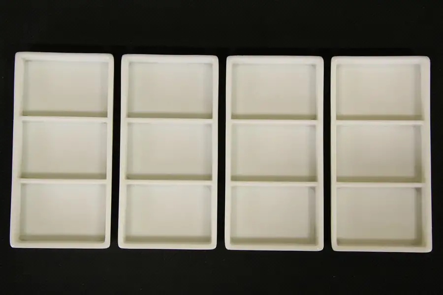 Main image of Set of 4 Dentist Milk Glass 3 Compartment Dental Tool Trays
