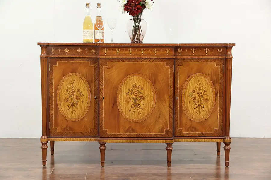 Main image of Marquetry Inlaid Vintage Hall Console Cabinet or Sideboard, Tulipwood & Burl