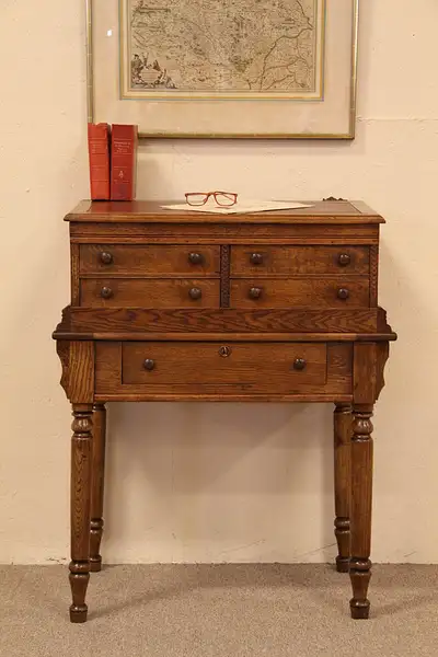 Main image of Clark Antique Oak Spool Cabinet & Base