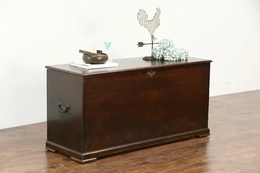 Main image of Trunk or Blanket Chest, Antique 1840 Walnut, Hand Dovetailed Joints