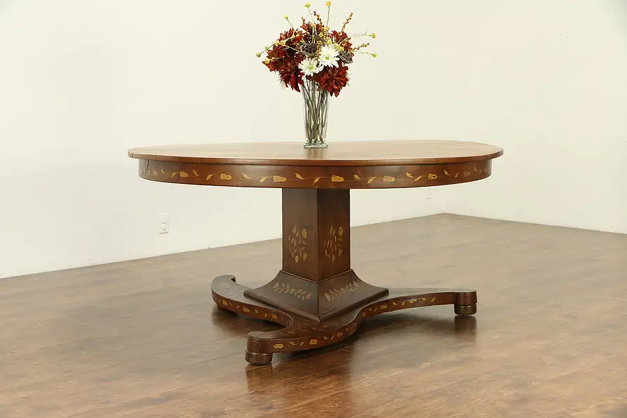 Main image of Dutch Antique Inlaid Marquetry Hall Center, Breakfast or Dining Table