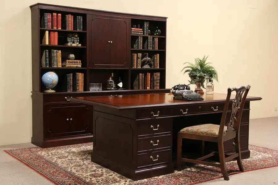 Main image of Kittinger Signed Executive Office Set, Desk & Credenza with Lateral Files