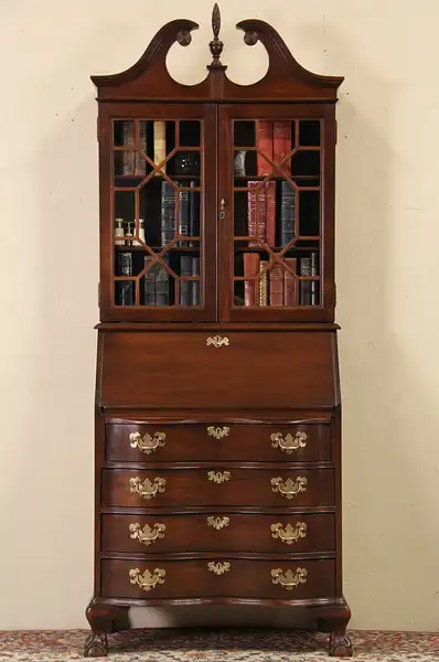 Main image of Mahogany Georgian 1940's Jasper Secretary Desk & Bookcase
