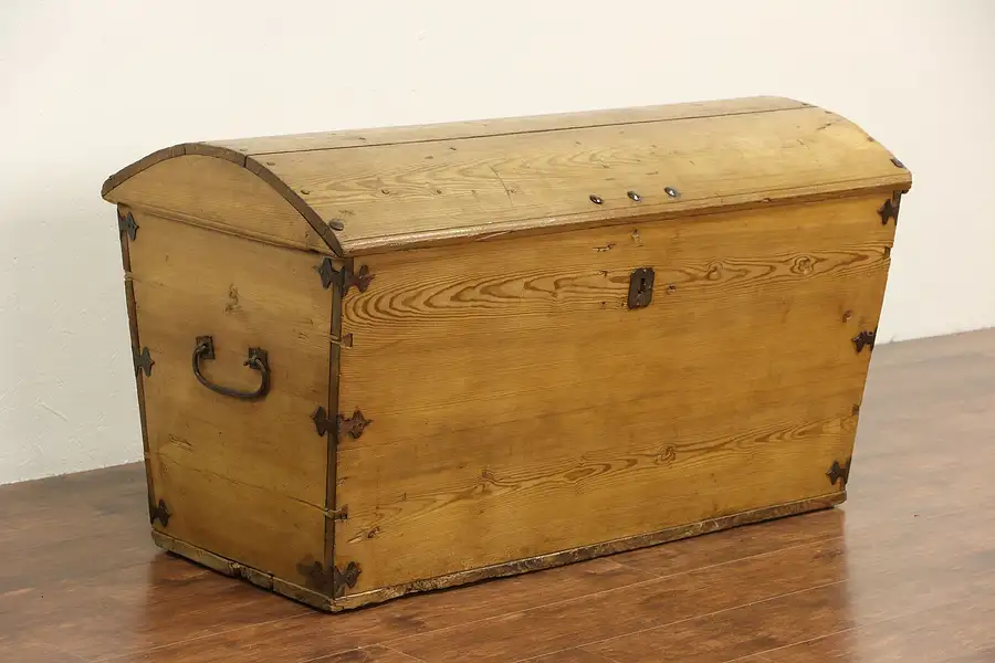 Main image of Country Pine 1840's Antique Trunk or Blanket Chest, Northern Europe