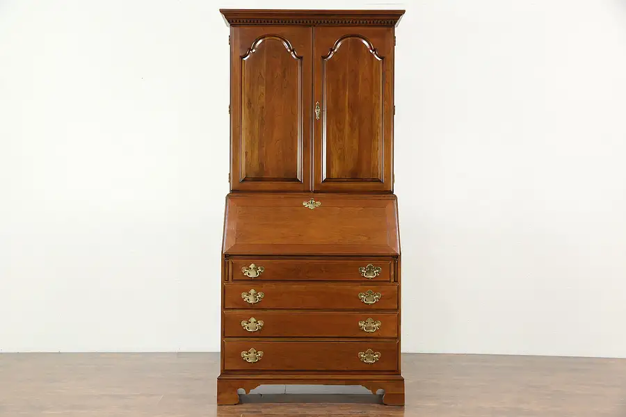 Main image of Statton Centennial Cherry Signed Vintage Secretary Desk & Bookcase