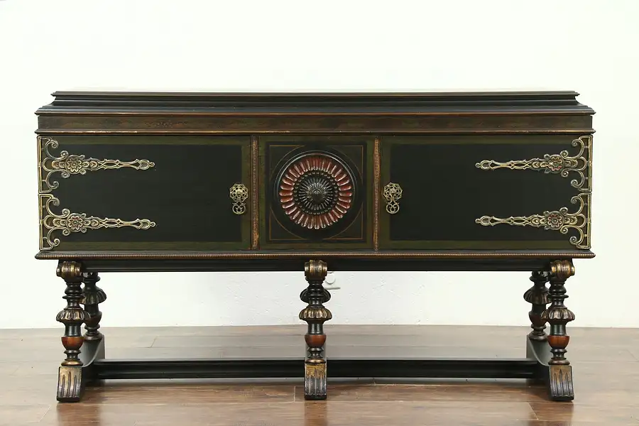 Main image of Spanish Colonial Antique Sideboard, Server, Secret Silver Compartment