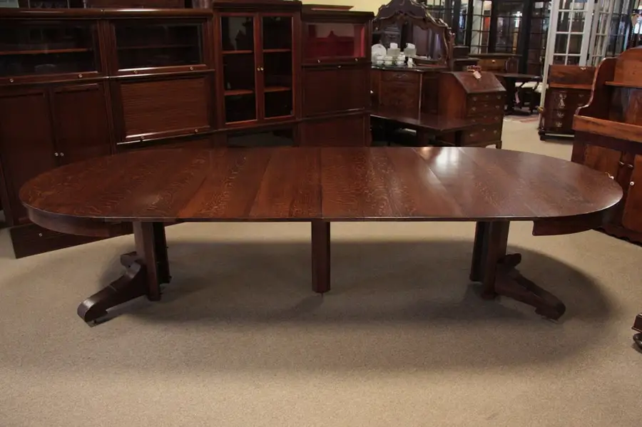 Main image of Round Arts & Crafts 54" Oak Dining Table, 10 1/2'