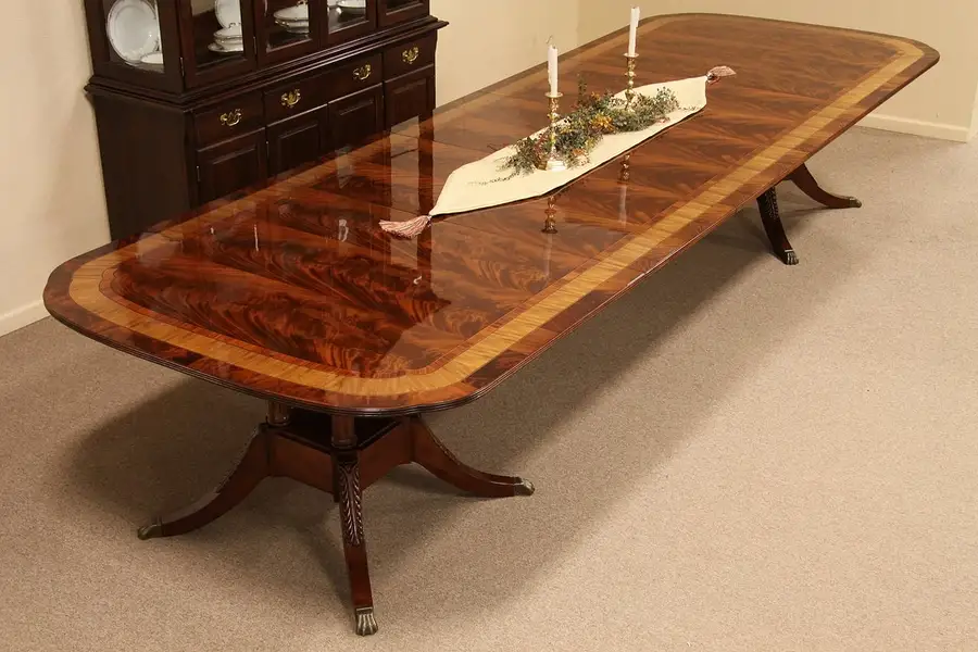 Main image of Georgian Mahogany Banded Dining Table, 13' 4"