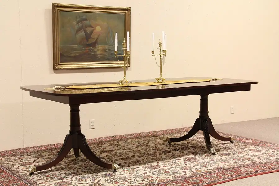 Main image of Mahogany Banded 8' Double Pedestal Dining Table
