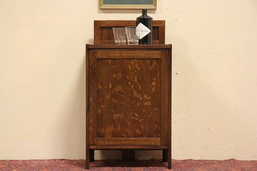 Main image of Arts & Crafts Mission Oak Combination Game Table Bar Cabinet
