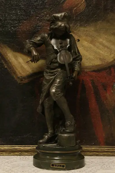 Main image of Lulli or Lully & Violin Statue Antique French 1900 Sculpture
