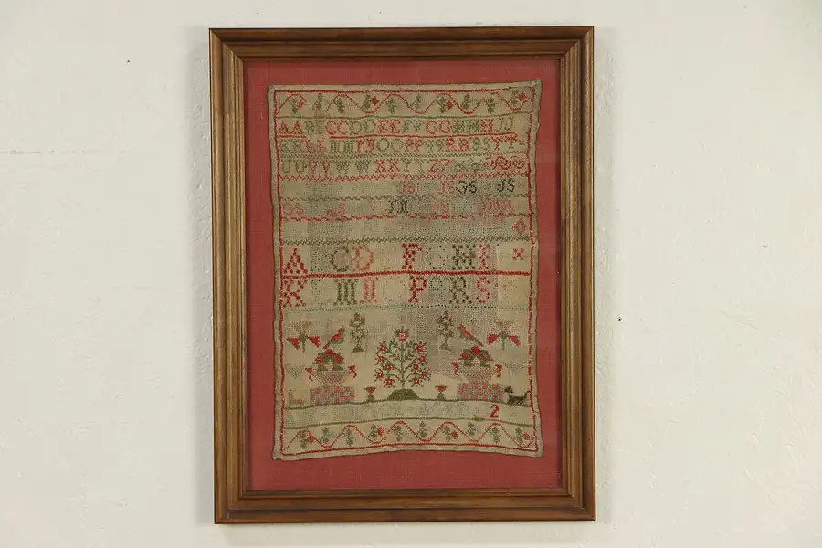 Main image of Sampler Early 1800's Antique Needlework, Signed Ann Simpson Aged 12
