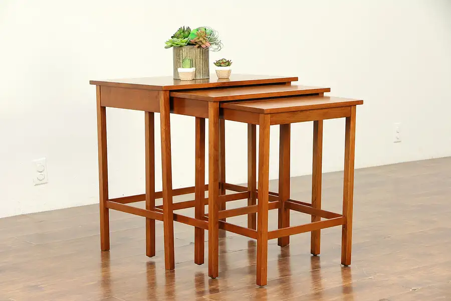Main image of Set of 3 Craftsman Cherry Vintage Nesting Tables, Signed Stickley 2015