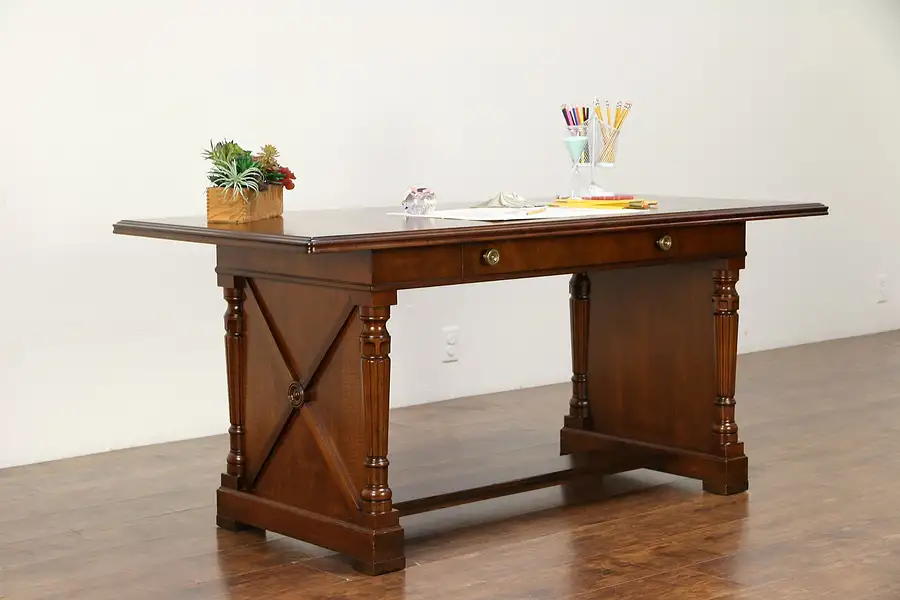 Main image of Traditional Walnut Antique Library or Conference Table or Desk, Murray