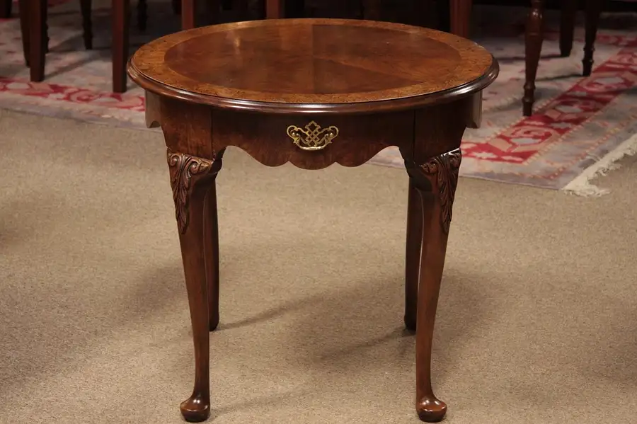 Main image of Baker Round End Table, Sunburst Top