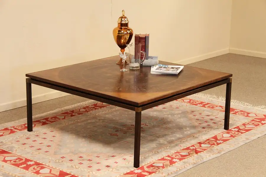 Main image of Danish Modern Rosewood & Copper Coffee Table