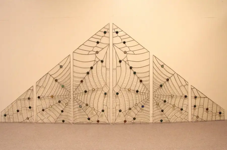 Main image of Spider Web Leaded Stained Glass Window - Wall Panels