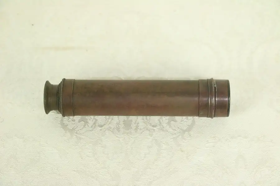 Main image of Dark Brass Antique Spyglass or Telescope, 4 Section