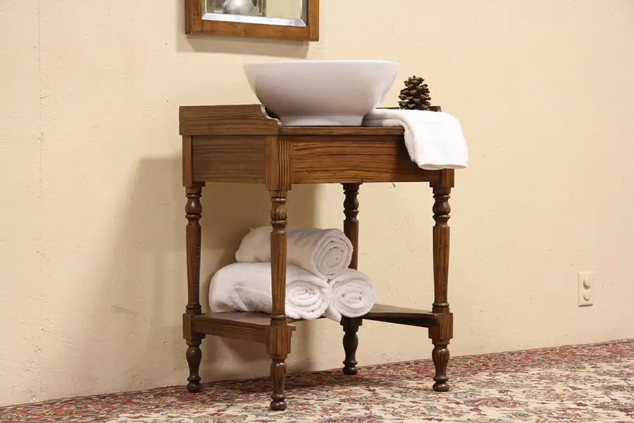 Main image of Victorian 1860 Washstand, Vessel Sink Vanity, Nightstand