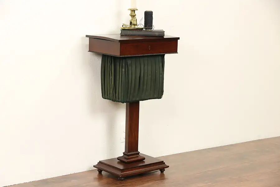 Main image of Rosewood Marquetry 1830's Antique Chairside Table or Sewing Stand