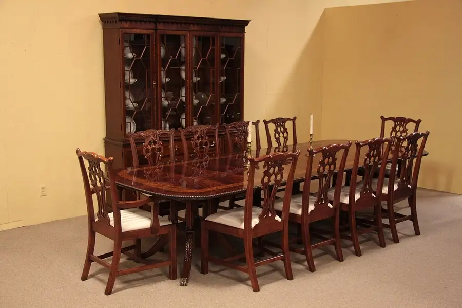 Main image of Georgian Mahogany 10 Chair Dining Set, 11' Table
