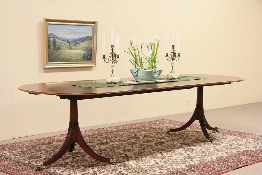 Main image of Oval Federal Style Banded Mahogany Dining Table