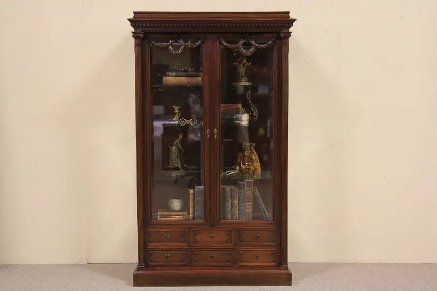 Main image of French 1900 Antique Collector, China or Curio Display Cabinet