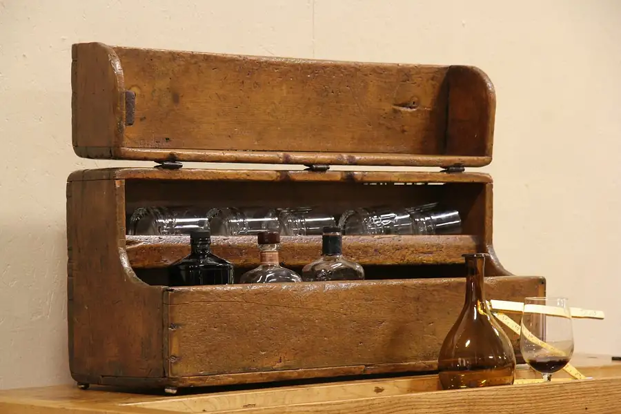 Main image of Country Pine 1890's Antique Carpenter Tool Box or Chest