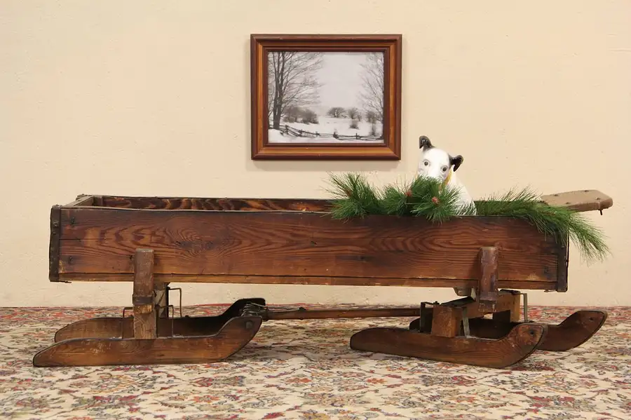 Main image of Primitive Antique 1900 Ice Block Sled or Coffee Table